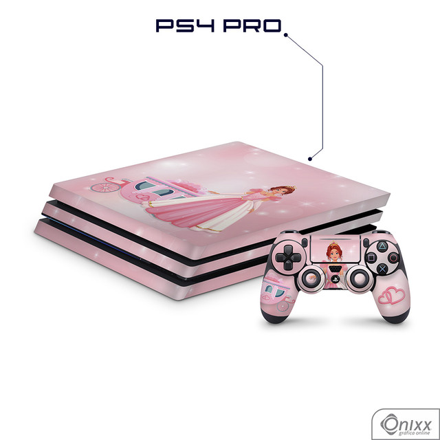 Skin PS4 PRO Adesiva Princesa Tema Rosa